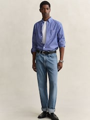 GANT Blue Classic Poplin Stripe Shirt - Image 2 of 5
