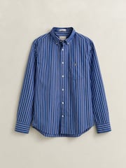 GANT Blue Classic Poplin Stripe Shirt - Image 5 of 5