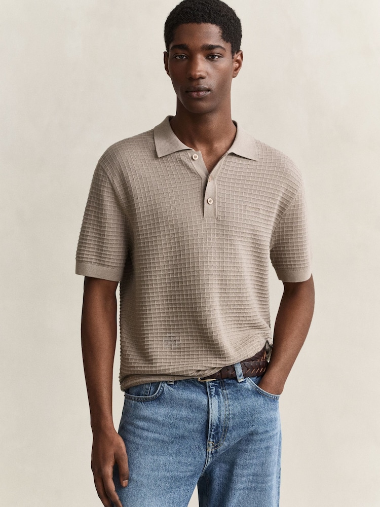 Smeđa - Polo majica od pamučne teksture GANT - Slika 1 od 5