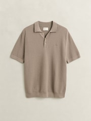 Smeđa - Polo majica od pamučne teksture GANT - Slika 5 od 5