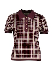 GANT Red Checked Knit Polo Shirt - Image 1 of 1