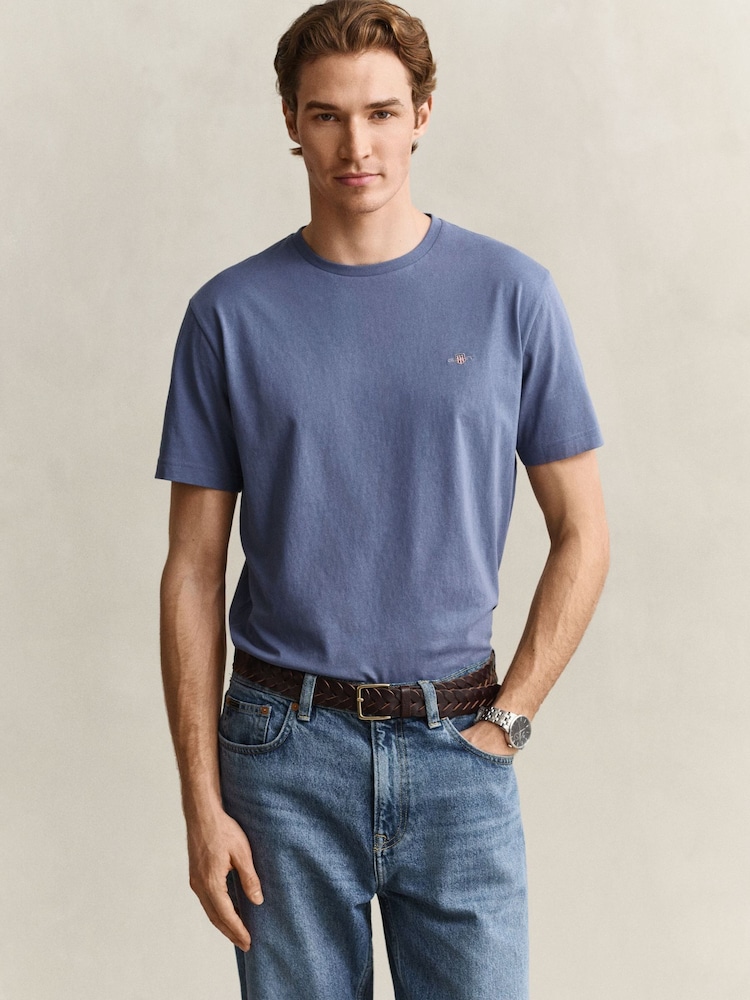 GANT Mid Blue Shield Logo T-Shirt - Image 1 of 5