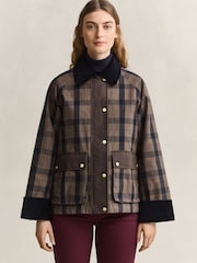 GANT Checked Wax Jacket - Imaginea 1 din 10