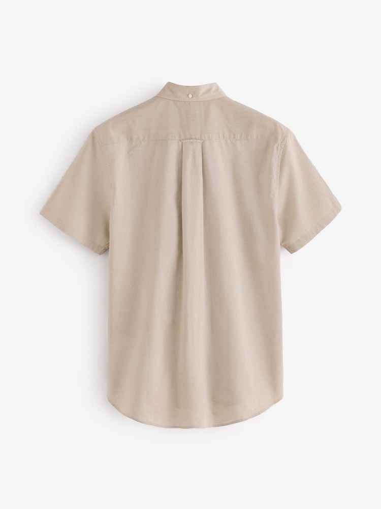 GANT Brown Classic Poplin Short Sleeve Shirt - Image 2 of 5