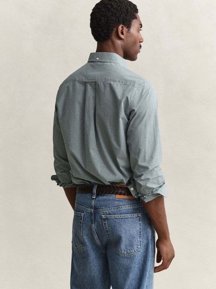 GANT Green Classic Poplin Gingham Check Shirt - Image 2 of 7 GANT Green Classic Poplin Gingham Check Shirt - Image 2 of 7