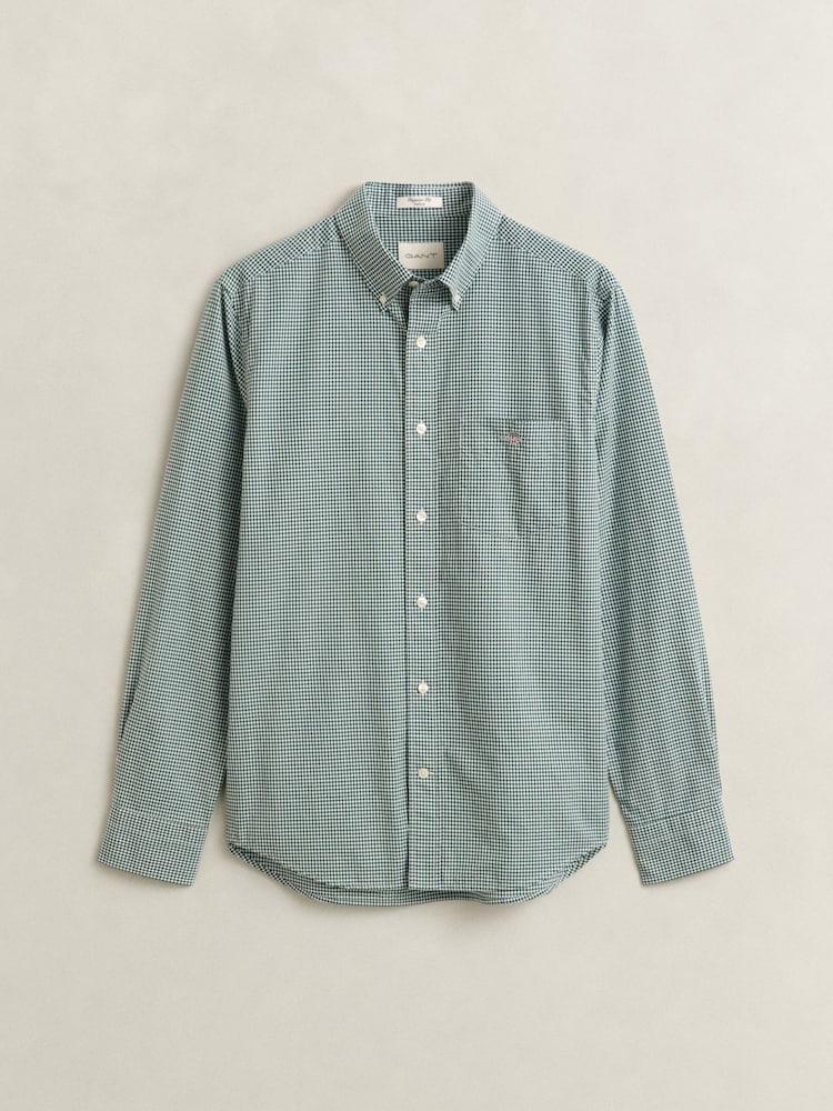 GANT Green Classic Poplin Gingham Check Shirt - Image 7 of 7 GANT Green Classic Poplin Gingham Check Shirt - Image 7 of 7