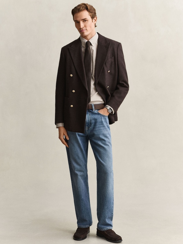 GANT Brown Classic Oxford Shirt - Image 2 of 7 GANT Brown Classic Oxford Shirt - Image 2 of 7