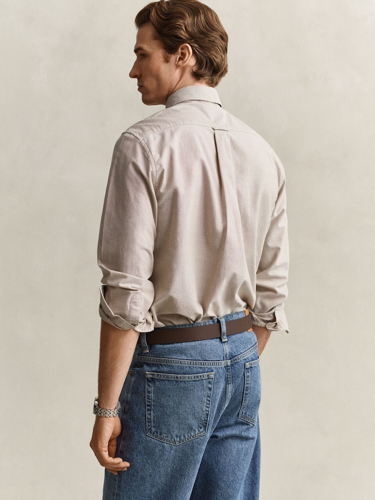 gant dress shirts GANT Men Regular Fit Classic Oxford Shirt (L) Beige