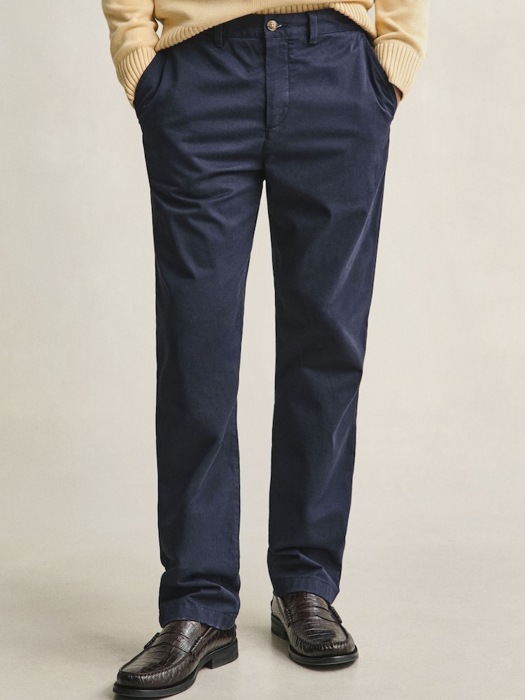 GANT Blue Regular Fit Classic Chinos - Image 1 of 6 GANT Blue Regular Fit Classic Chinos - Image 1 of 6