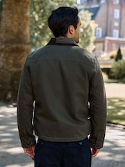Green Shower Resistant Canvas Borg Lined Worker Jacket - Image 3 of 7