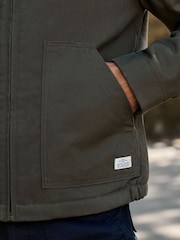 Green Shower Resistant Canvas Borg Lined Worker Jacket - Image 6 of 7