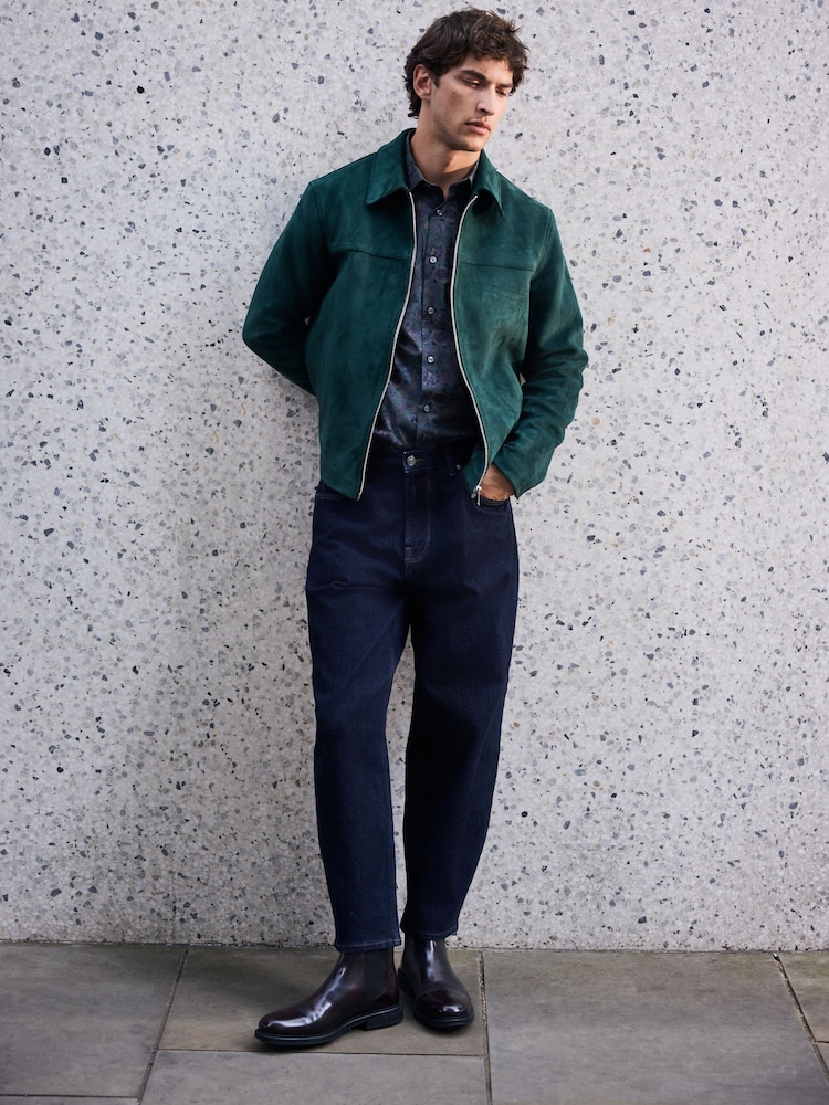 Green Faux Suede Zip Up Jacket - Image 1 of 3 Green Faux Suede Zip Up Jacket - Image 1 of 3