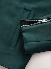 Зеленый - Faux Suede Zip Up Jacket - Изображение 10 11