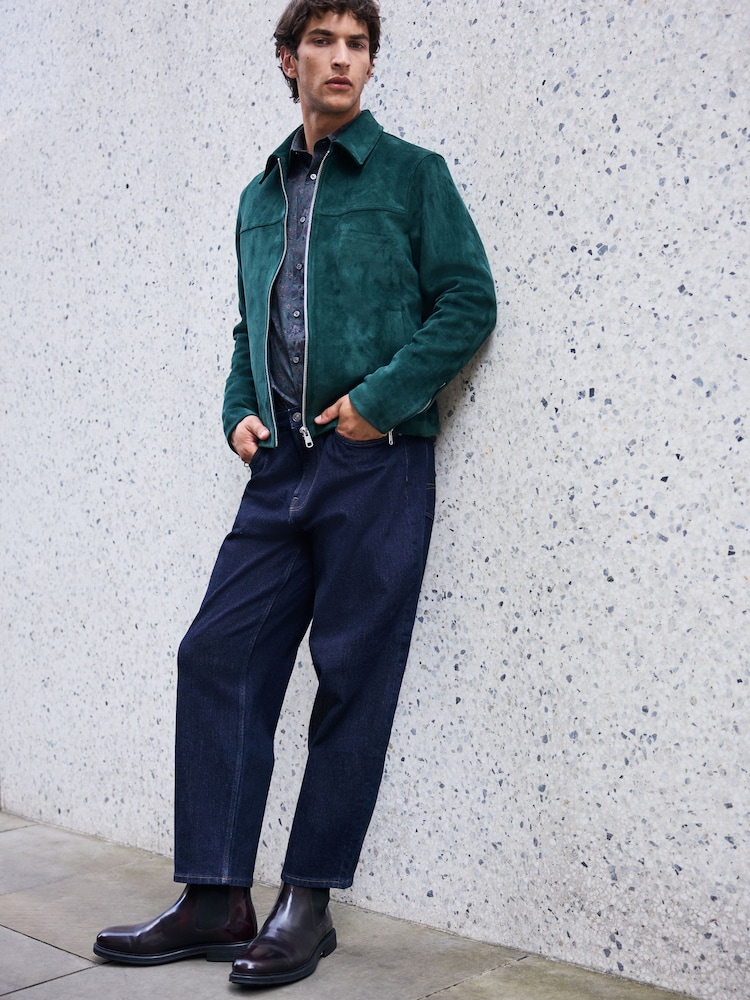 Green Faux Suede Zip Up Jacket - Image 2 of 3 Green Faux Suede Zip Up Jacket - Image 2 of 3