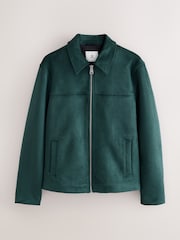 Зеленый - Faux Suede Zip Up Jacket - Изображение 7 11