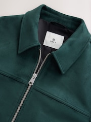 Зеленый - Faux Suede Zip Up Jacket - Изображение 9 11
