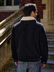 Black Cord Borg Lined Trucker Jacket - Image 3 of 8