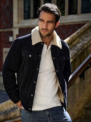 Black Cord Borg Lined Trucker Jacket - Image 5 of 8