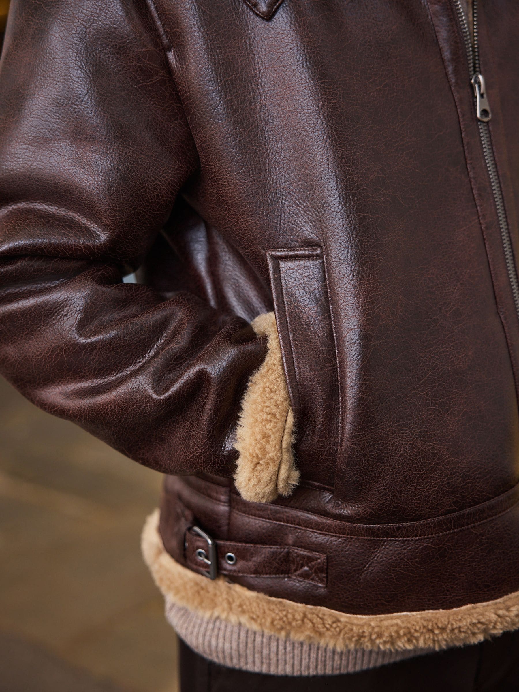 Buy Brown Smart Faux Leather Flight Jacket from Next USA