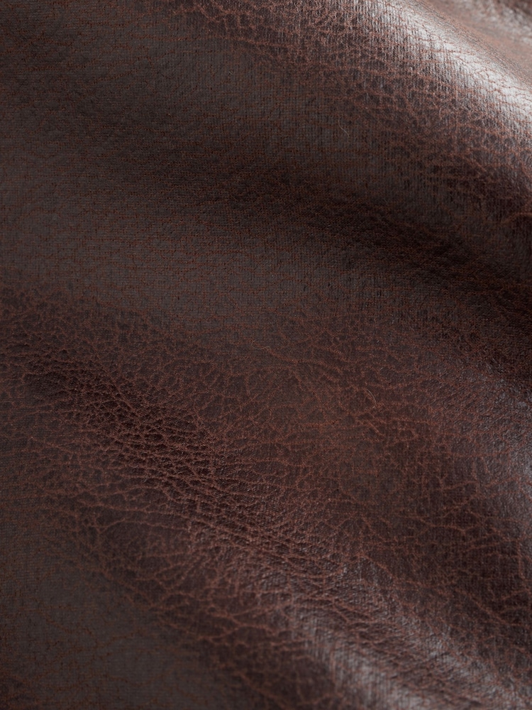 Brown Faux Leather Flight Jacket - Image 5 of 5