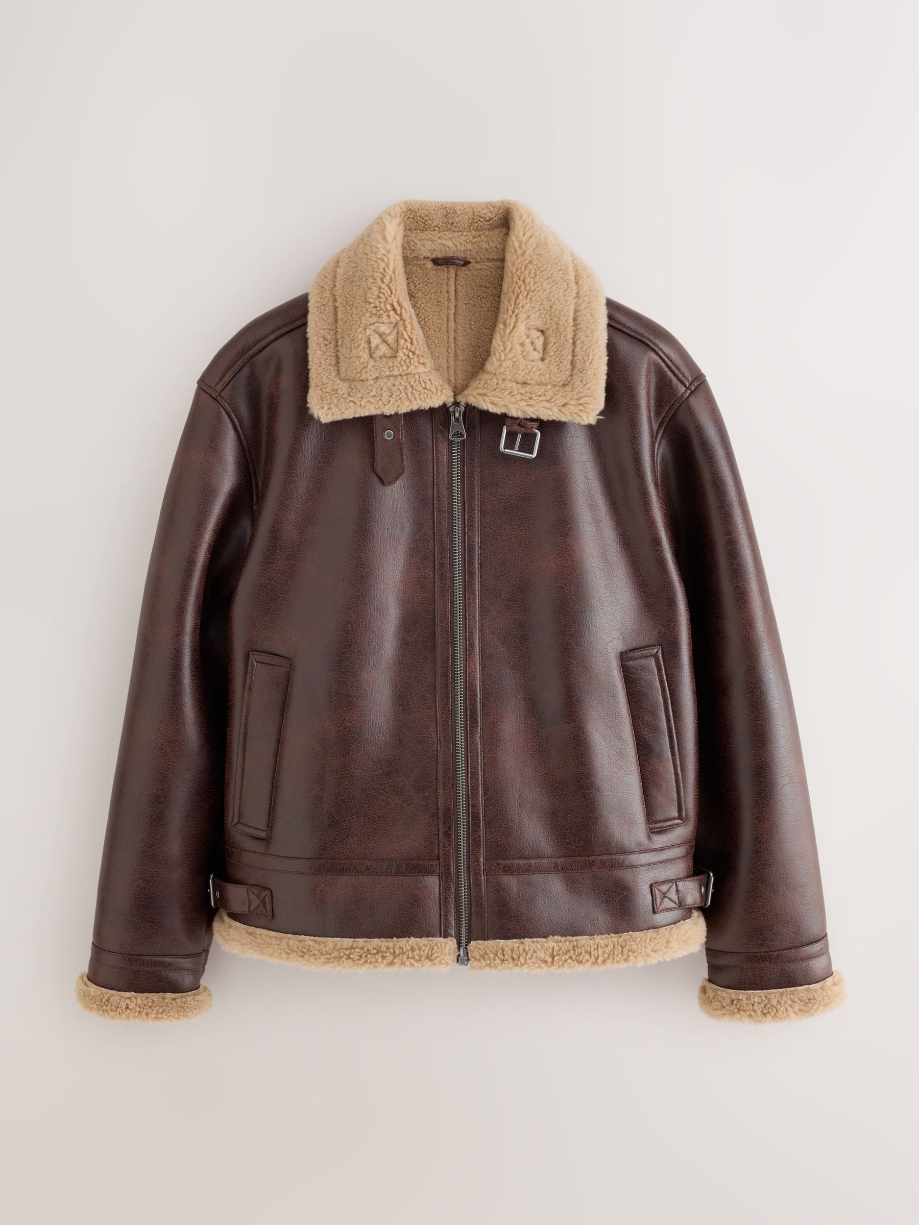 Buy Brown Smart Faux Leather Flight Jacket from Next USA