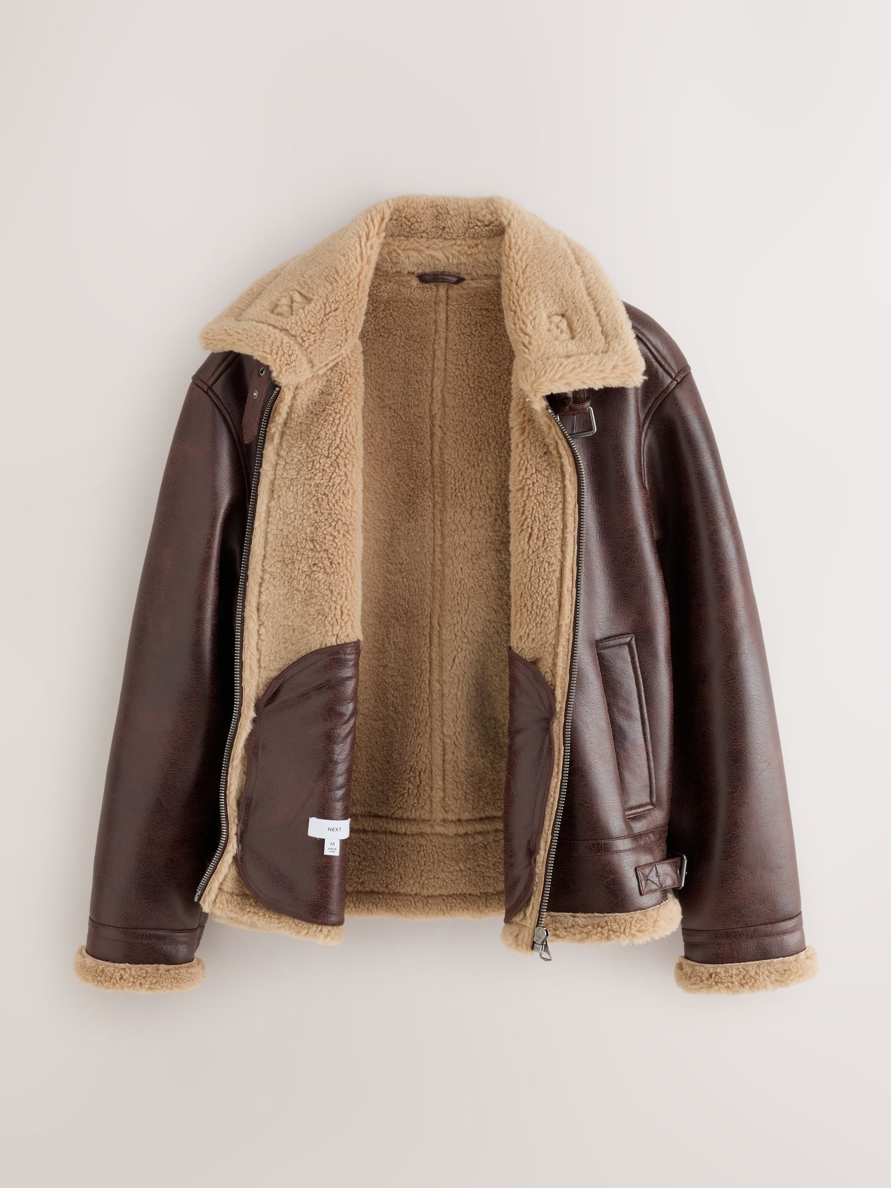 Buy Brown Smart Faux Leather Flight Jacket from Next USA