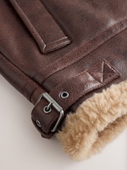 Castanho - Faux Leather Flight Jacket - Imagem 9 de 10
