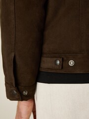 Brown Faux Suede Borg Lined Trucker Jacket - Image 11 of 19