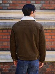 Brown Faux Suede Borg Lined Trucker Jacket - Image 7 of 19