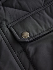 블랙 - Quilted Shower Resistant Biker Jacket - 12의 이미지 10