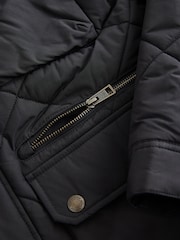 블랙 - Quilted Shower Resistant Biker Jacket - 12의 이미지 11