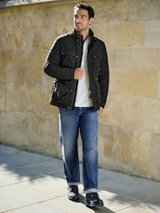 블랙 - Quilted Shower Resistant Biker Jacket - 12의 이미지 2
