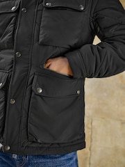 블랙 - Quilted Shower Resistant Biker Jacket - 12의 이미지 5