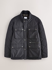 블랙 - Quilted Shower Resistant Biker Jacket - 12의 이미지 8
