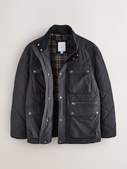 블랙 - Quilted Shower Resistant Biker Jacket - 12의 이미지 9