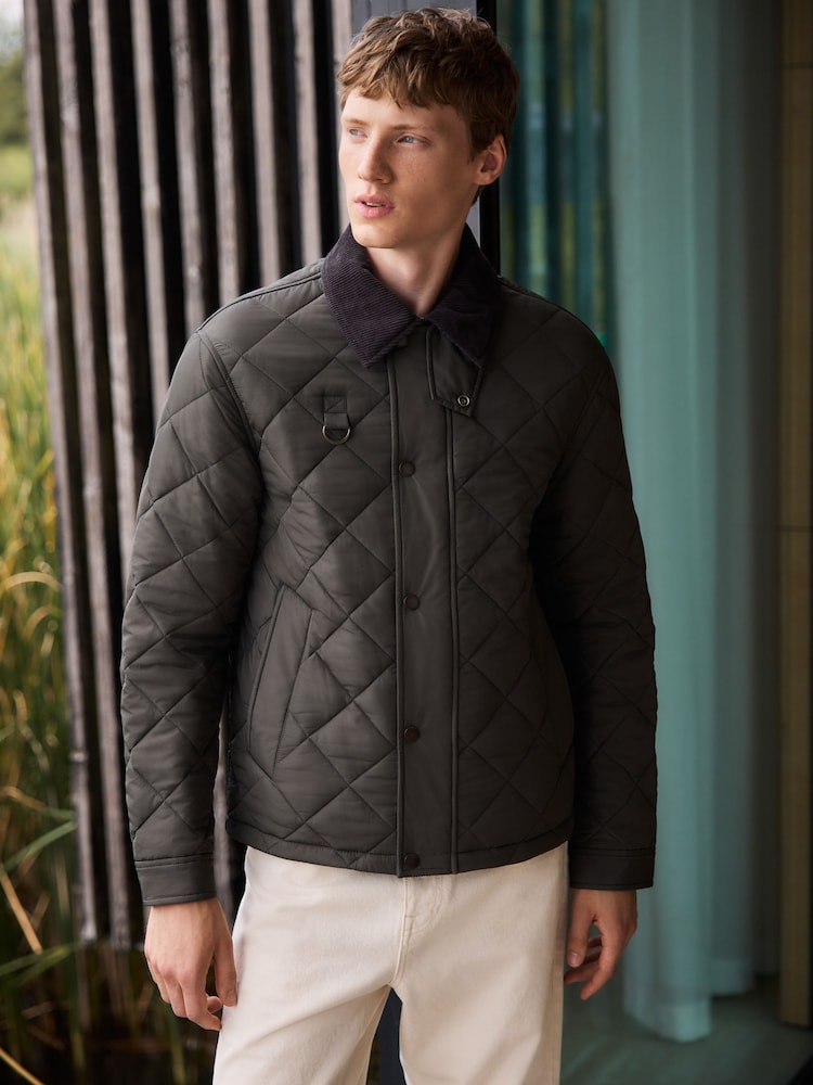 Green Shower Resistant Quilted Barn Jacket - Image 1 of 12 Green Shower Resistant Quilted Barn Jacket - Image 1 of 12