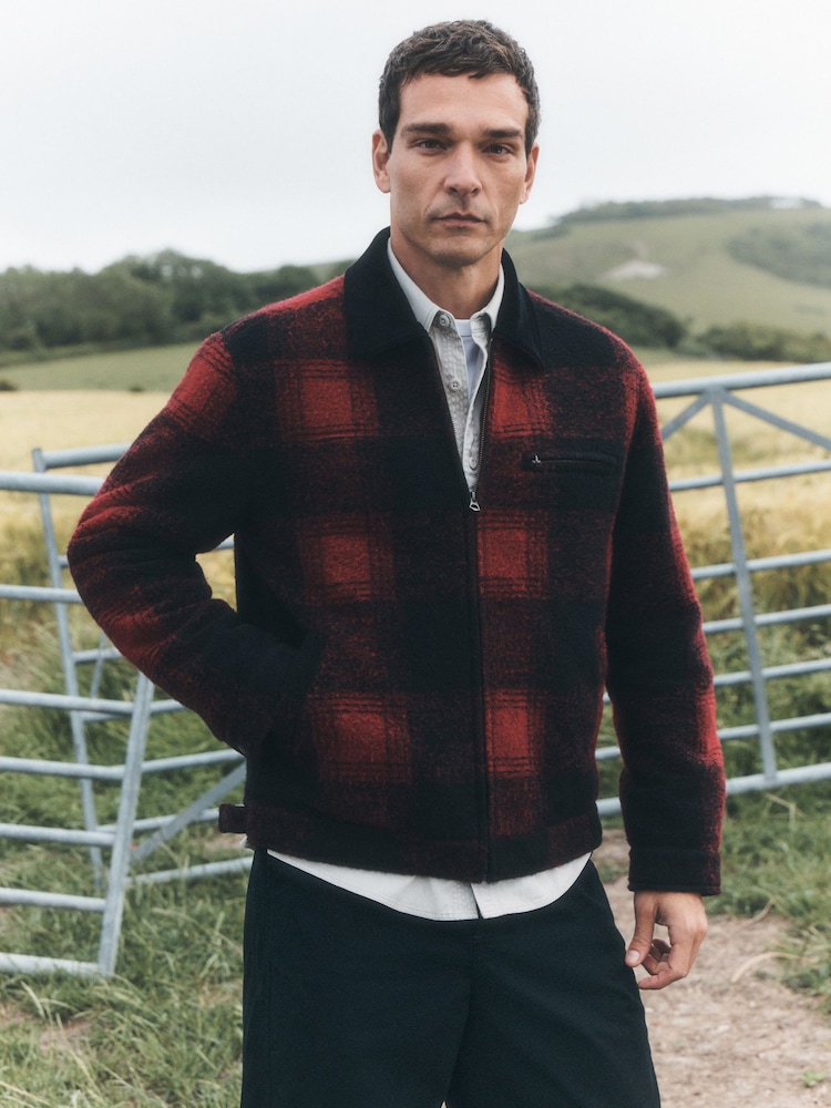 Red/Black Buffalo Check Worker Jacket With Wool - Image 1 of 7 Red/Black Buffalo Check Worker Jacket With Wool - Image 1 of 7