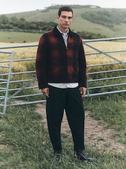Red/Black Buffalo Check Worker Jacket With Wool - Image 2 of 7