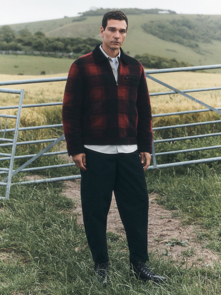 Red/Black Buffalo Check Worker Jacket With Wool - Image 2 of 7 Red/Black Buffalo Check Worker Jacket With Wool - Image 2 of 7
