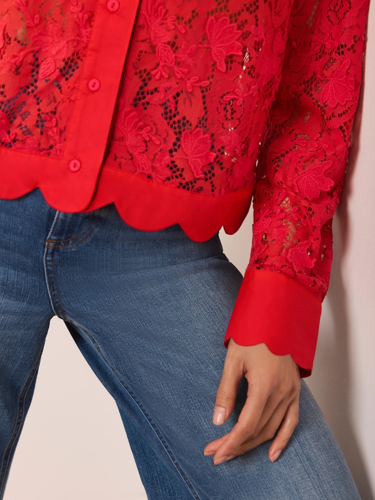 Buy Mint Velvet Red Lace Cropped Shirt from Next Ireland