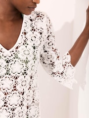 Mint Velvet White Crochet Beach Mini Dress - Image 4 of 8