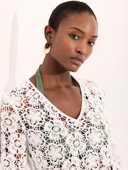 Mint Velvet White Crochet Beach Mini Dress - Image 6 of 8