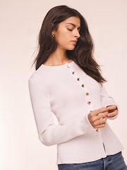 Mint Velvet White Peplum Knit Cardigan - Image 2 of 8