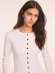 Mint Velvet White Peplum Knit Cardigan - Image 5 of 8