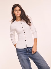 Mint Velvet White Peplum Knit Cardigan - Image 6 of 8