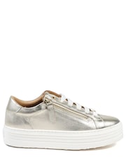 Jones Bootmaker Gold Amaliada Leather Platform Trainers - Image 1 of 5