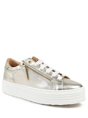 Jones Bootmaker Gold Amaliada Leather Platform Trainers - Image 2 of 5