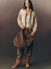 Anthropologie Knit Trim Cream Jacket - Imaginea 3 din 5