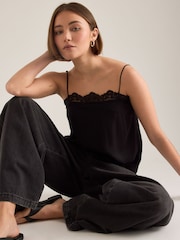 Anthropologie Lace-Trim Satin Cami Top - Image 1 of 3