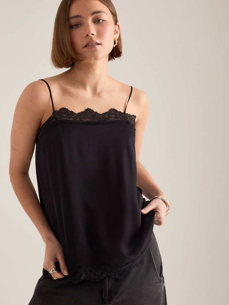 Anthropologie Lace-Trim Satin Cami Top - Image 2 of 3